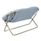 Flash Furniture Eleanor 56-in Portable Folding Double Saucer Chair in Dusty Aqua Faux Fur w/a Soft Gold Steel Frame FV-FDS-001-DTAQ-SGD-GG - alternate 2